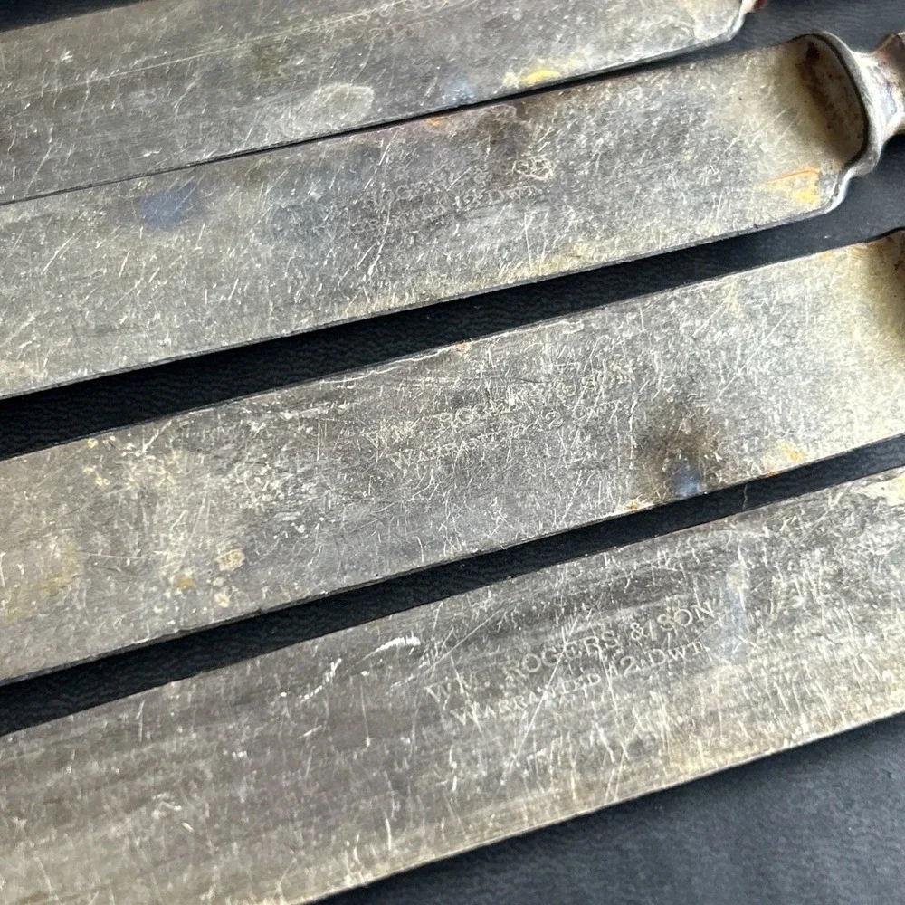 6 1847 Rogers Bros Warranted 12DWT Knives Silver Plate
